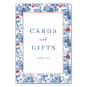 Numéro De Table Elegant Blue Floral Gratitude Border (Dos)
