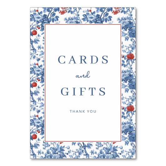 Numéro De Table Elegant Blue Floral Gratitude Border (Par défaut)