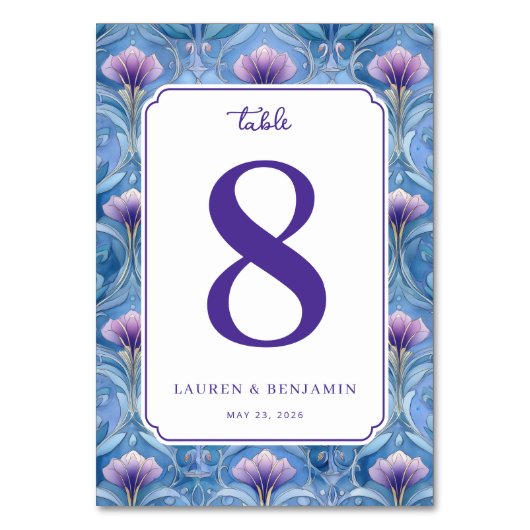 Numéro De Table Elegant Blue Floral Table Number (Par défaut)