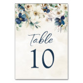 Numéro De Table Elegant Blue Floral Wedding Table Number Cards (Dos)