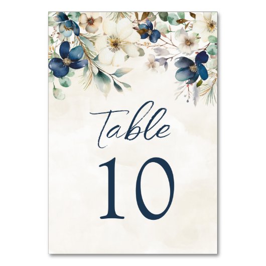 Numéro De Table Elegant Blue Floral Wedding Table Number Cards (Par défaut)