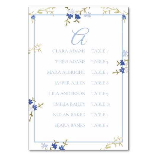 Numéro De Table Elegant Blue & Grey Wedding Seating Chart Card (Par défaut)