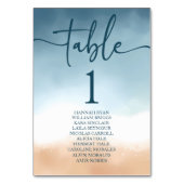 Numéro De Table Elégant Blue Ocean Beach Mariage de sable (Dos)