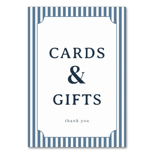 Numéro De Table Elegant Blue Serif Gratitude Card (Par défaut)