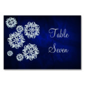 Numéro De Table Elégant Blue Snowflake Mariage d'hiver (Dos)