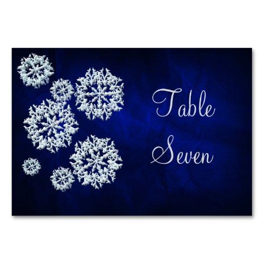 Numéro De Table Elégant Blue Snowflake Mariage d'hiver (Dos)