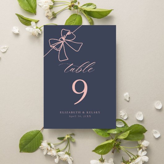 Numéro De Table Elégant Blush Bow Chic Slate Blue