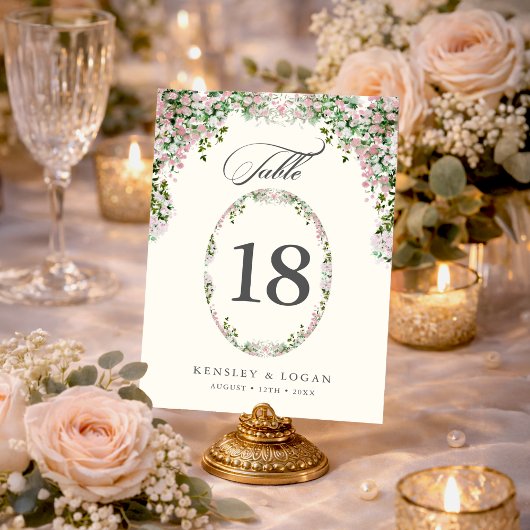 Numéro De Table Elegant Blush Garden Wedding Table Number