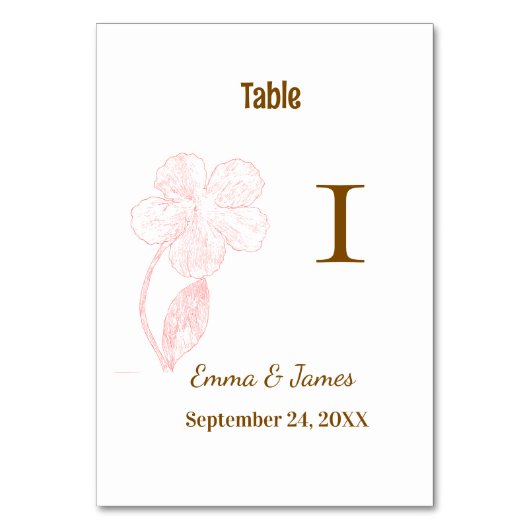 Numéro De Table Elegant Blush Pink Floral  (Par défaut)