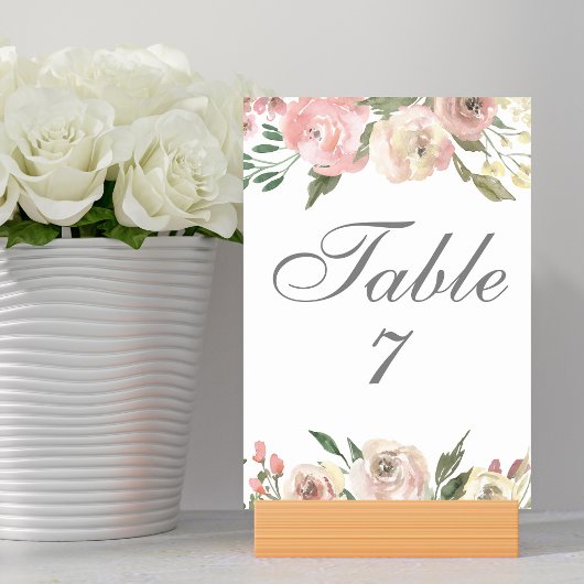 Numéro De Table Elégant Blush rose Floral Printemps Jardin Mariage
