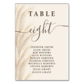 Numéro De Table Elégant Boho Beige Pampas Mariage en herbe (Dos)