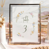 Numéro De Table Elégant Boho Chic Pastel Flowes Mariage