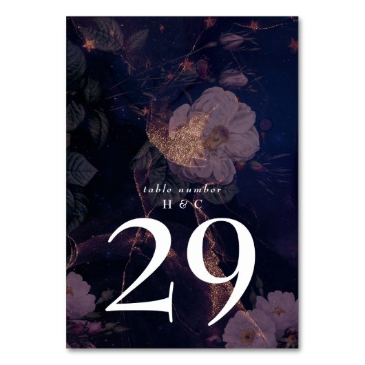 Numéro De Table Élégant Boho foncé Floral violet Imaginaire Mariag (Dos)