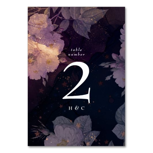 Numéro De Table Élégant Boho foncé Floral violet Rose Mariage or (Par défaut)