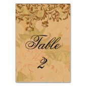 Numéro De Table Élégant Boho Gold Scrolls et des pivoines fanées (Dos)
