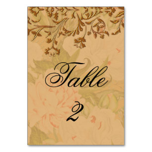 Numéro De Table Élégant Boho Gold Scrolls et des pivoines fanées