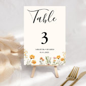 Numéro De Table Elegant Boho Weadow Fleur sauvage Mariage ivoire