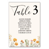 Numéro De Table Elegant Boho Weadow Fleur sauvage Mariage ivoire (Dos)