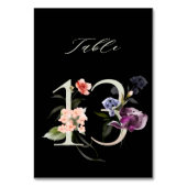 Numéro De Table Élégant Botanique Floral Numéro 13, Noir (Dos)