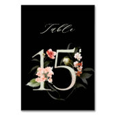 Numéro De Table Élégant Botanique Floral Numéro 15, Noir (Dos)