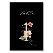 Numéro De Table Élégant Botanique Floral Numéro 1, Noir (Par défaut)