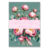 Numéro De Table Elégant bouquet Peony en Mariage aquarelle (Dos)