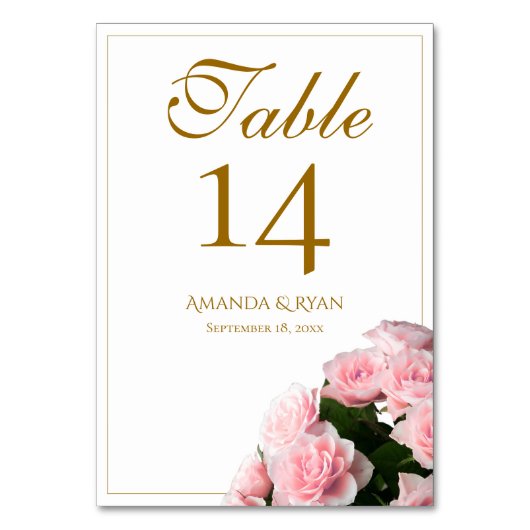 Numéro De Table Élégant bouquet rose rose Mariage floral (Par défaut)