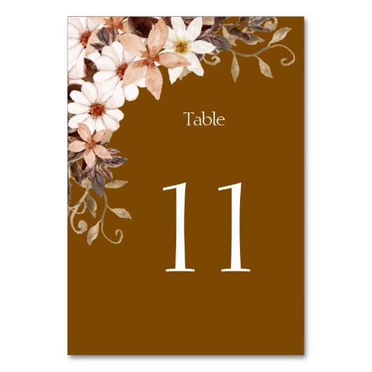 Numéro De Table Elegant Brown Table Number Card (Par défaut)