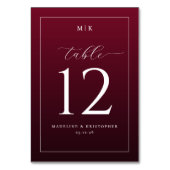 Numéro De Table Elegant Burgundy Table Number (Dos)