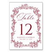 Numéro De Table Elegant Burgundy Victorian Floral Wedding (Par défaut)