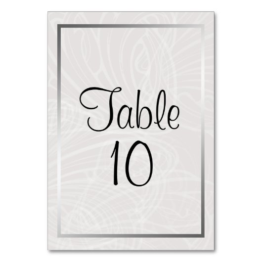 Numéro De Table Elégant cadre argenté et Mariage damassé gris (Dos)