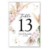 Numéro De Table Elégant cadre de beauté Orchidées & Pampas (Dos)