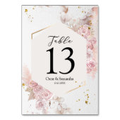 Numéro De Table Elégant cadre floral rose pastel Fancy (Dos)