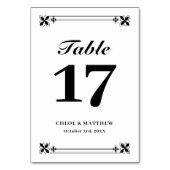 Numéro De Table Elégant cadre noir blanc Noms et Mariage Date (Dos)