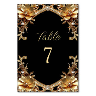 Numéro de table élégant cadre or
