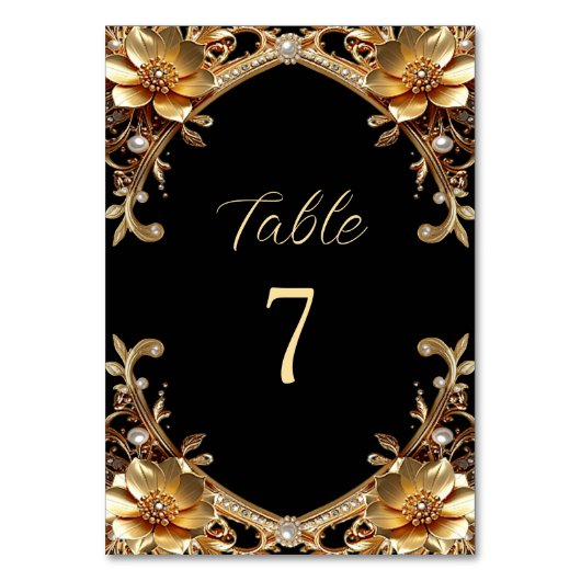 Numéro de table élégant cadre or (Par défaut)