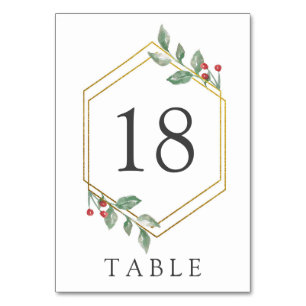 Numéro De Table Elégant cadre Or Holly Berry Holiday