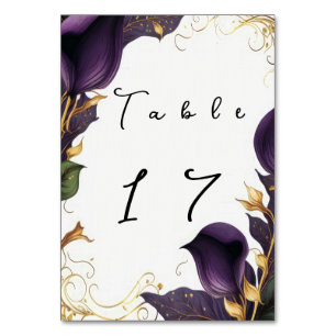 Numéro De Table Elégant cadre Violet Calla Lily