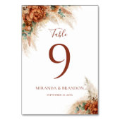 Numéro De Table Elegant Calligraphy Romantic Floral Boho Wedding (Dos)