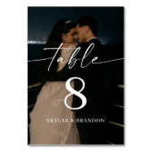 Numéro De Table Elegant Calligraphy Script Modern Photo Wedding (Dos)
