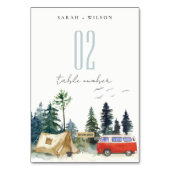 Numéro De Table Élégant Camping Aquarelle Pine Mariage (Dos)