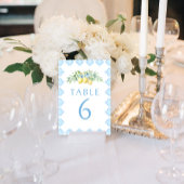Numéro De Table Elégant Carreaux Bleus Citron Mariage Numéros de t