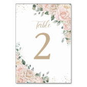 Numéro De Table Élégant Champagne Blush ivoire Floral Mariage (Dos)