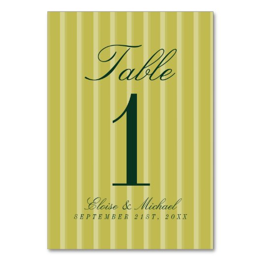 Numéro De Table Elegant Chartreuse Simple Stripe Pattern Wedding (Par défaut)