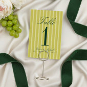 Numéro De Table Elegant Chartreuse Simple Stripe Pattern Wedding