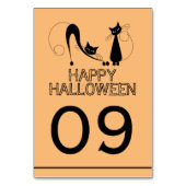 Numéro De Table Élégant chat noir, Joyeux Halloween (Dos)