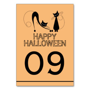 Numéro De Table Élégant chat noir, Joyeux Halloween