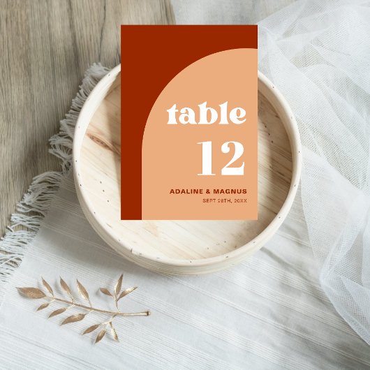 Numéro De Table Élégant Chic Peach Terracotta Arch Boho Mariage