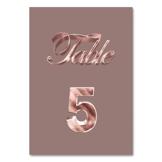 Numéro De Table Élégant Chic Rose Gold Party Invités Table Numéro (Dos)