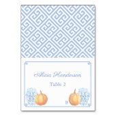 Numéro De Table Elégant Citrouille Automne Bleu Blanc Mariage Plac (Par défaut)
